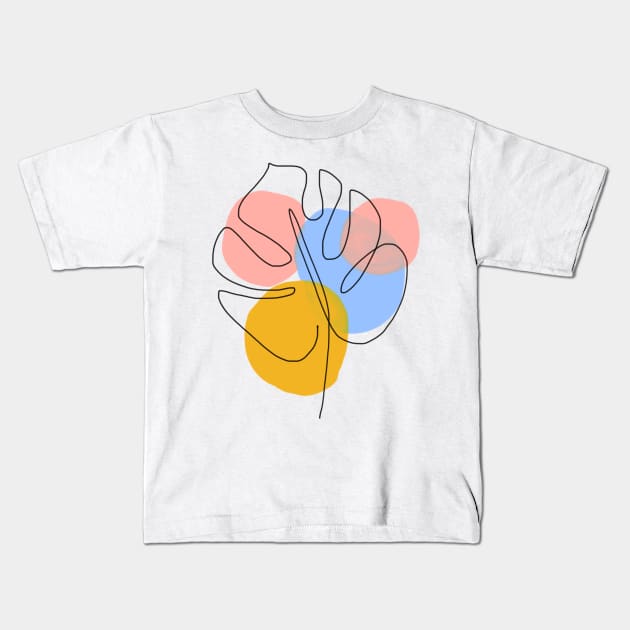 Tropical Leaf Abstract Line Art Kids T-Shirt by faiiryliite